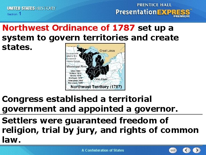 Chapter Section 25 Section 1 1 Northwest Ordinance of 1787 set up a system