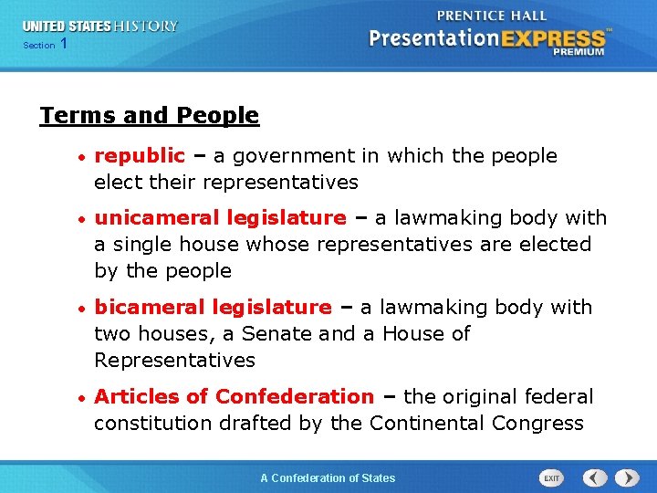 Chapter Section 25 Section 1 1 Terms and People • republic – a government