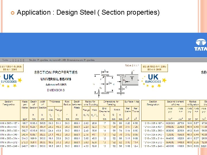  Application : Design Steel ( Section properties) 