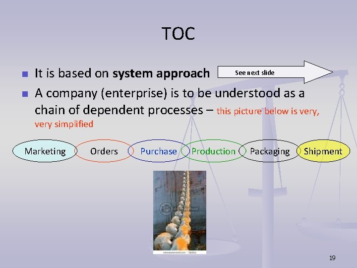 TOC n n See next slide It is based on system approach A company TOC n n See next slide It is based on system approach A company
