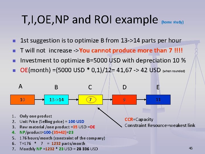 T, I, OE, NP and ROI example (home study) n n 1 st suggestion T, I, OE, NP and ROI example (home study) n n 1 st suggestion
