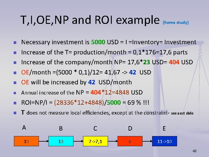 T, I, OE, NP and ROI example (home study) n n n n Necessary T, I, OE, NP and ROI example (home study) n n n n Necessary