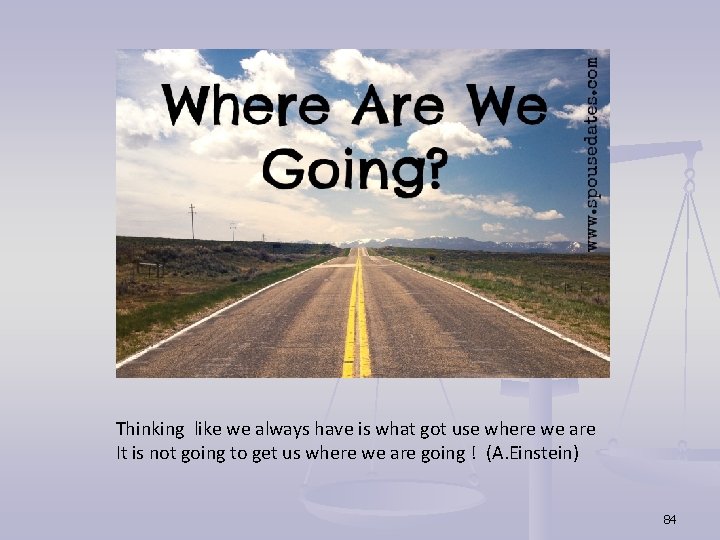 Thinking like we always have is what got use where we are It is Thinking like we always have is what got use where we are It is