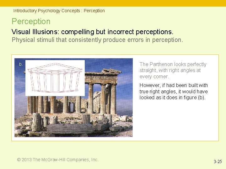 Introductory Psychology Concepts : Perception Visual Illusions: compelling but incorrect perceptions. Physical stimuli that