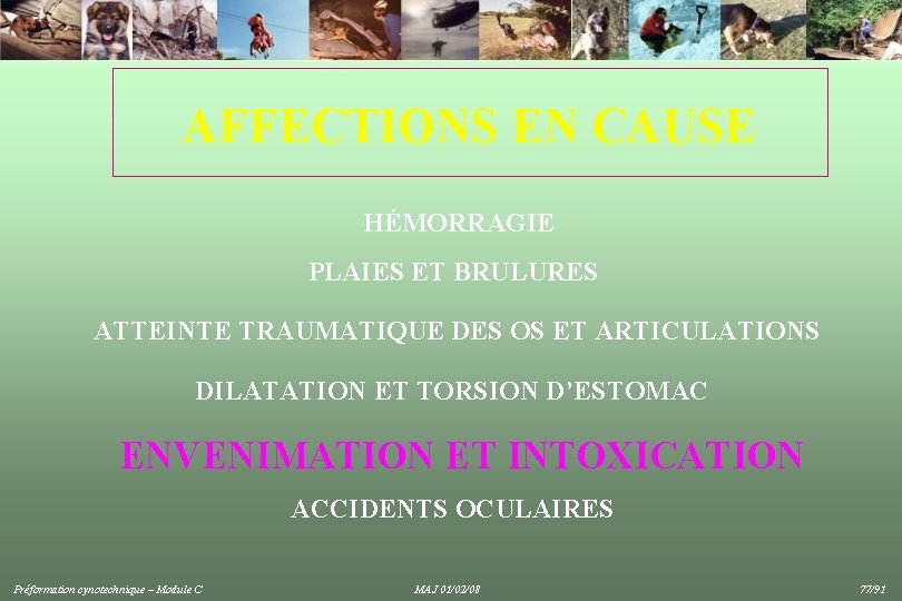 AFFECTIONS EN CAUSE HÉMORRAGIE PLAIES ET BRULURES ATTEINTE TRAUMATIQUE DES OS ET ARTICULATIONS DILATATION