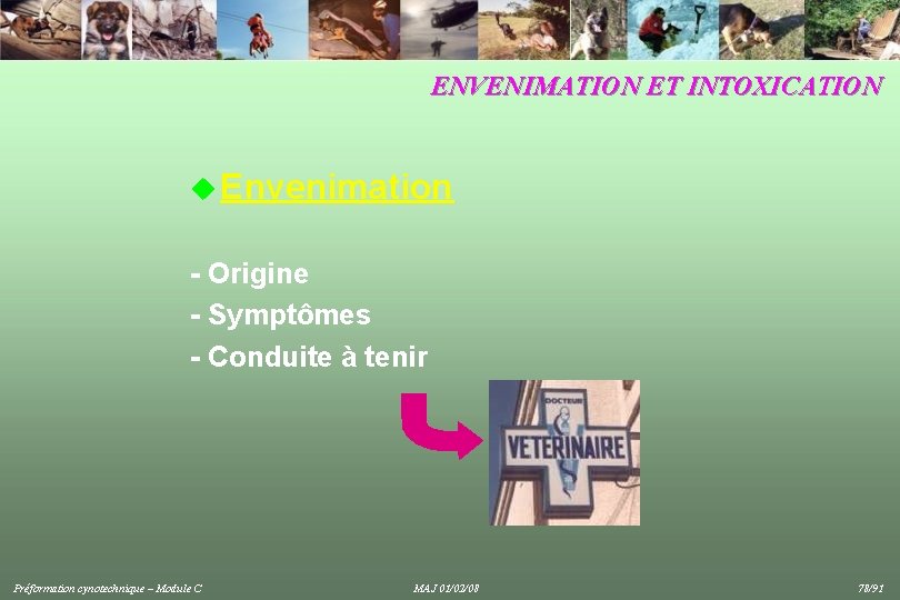 ENVENIMATION ET INTOXICATION u Envenimation - Origine - Symptômes - Conduite à tenir Préformation