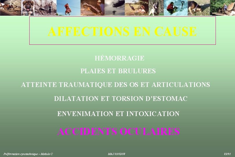 AFFECTIONS EN CAUSE HÉMORRAGIE PLAIES ET BRULURES ATTEINTE TRAUMATIQUE DES OS ET ARTICULATIONS DILATATION