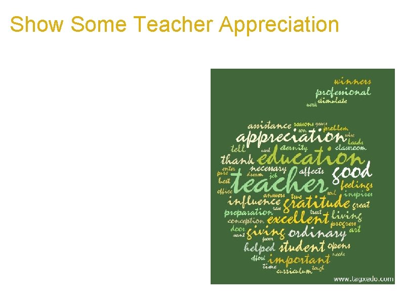 Show Some Teacher Appreciation a. Each student contributes 10 words to describe the teachers