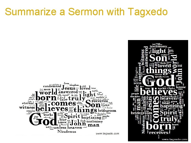 Summarize a Sermon with Tagxedo a. Summarize a sermon, a scripture, or the entire