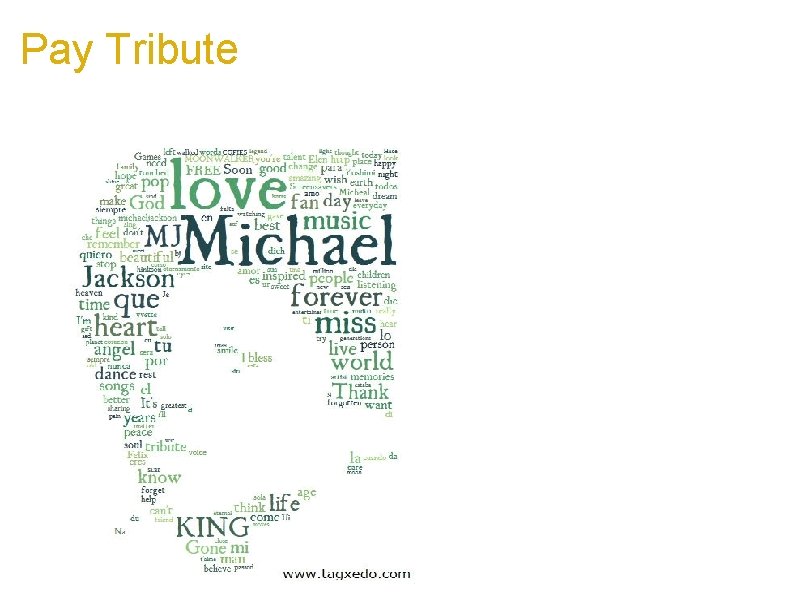 Pay Tribute a. Pay tribute with words and images Fans' tribute to Michael Jackson