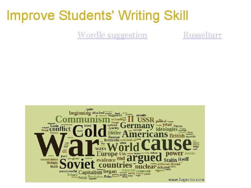 Improve Students' Writing Skill a. Adapted from a Wordle suggestion made by Russeltarr b.