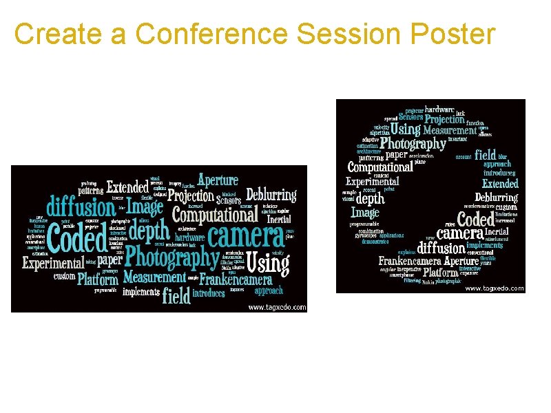 Create a Conference Session Poster a. Make a poster for each session b. At-a-glance