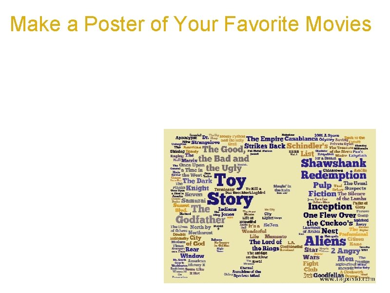 Make a Poster of Your Favorite Movies a. Make a list of 100+ of