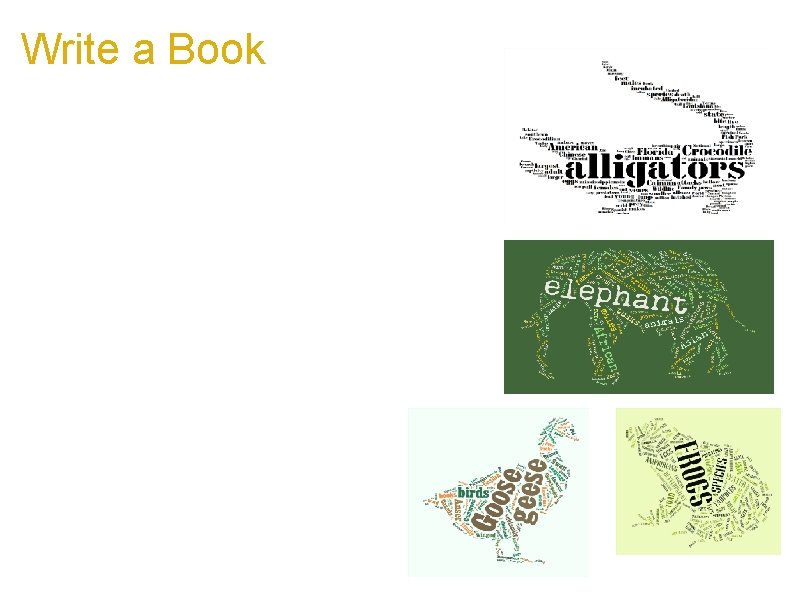 Write a Book a. Make a Tagxedo book on your favorite topics a. Animals