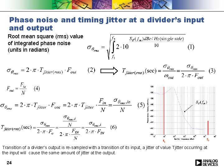 Phase noise and timing jitter at a divider’s input and output Root mean square