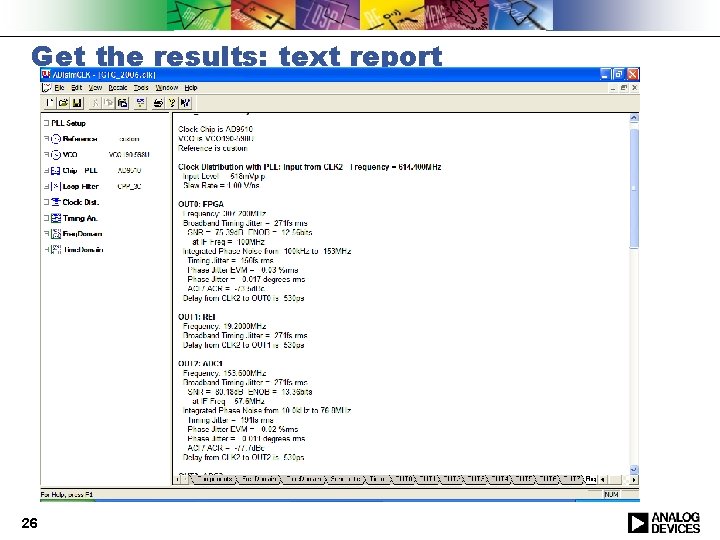 Get the results: text report 26 