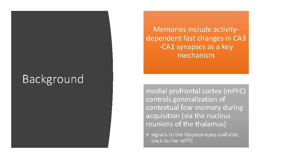 Memories include activitydependent fast changes in CA 3 -CA 1 synapses as a key Memories include activitydependent fast changes in CA 3 -CA 1 synapses as a key