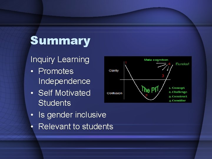 Summary Inquiry Learning • Promotes Independence • Self Motivated Students • Is gender inclusive