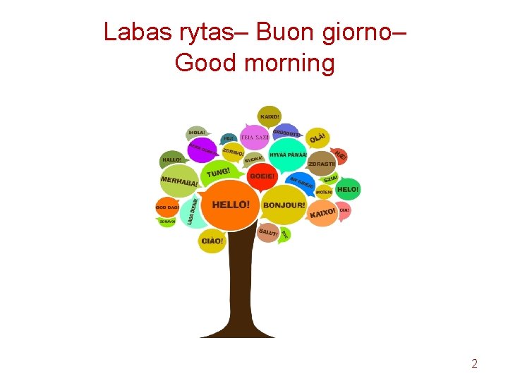 Labas rytas– Buon giorno– Good morning 2 