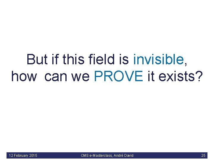 But if this field is invisible, how can we PROVE it exists? 12 February 2015