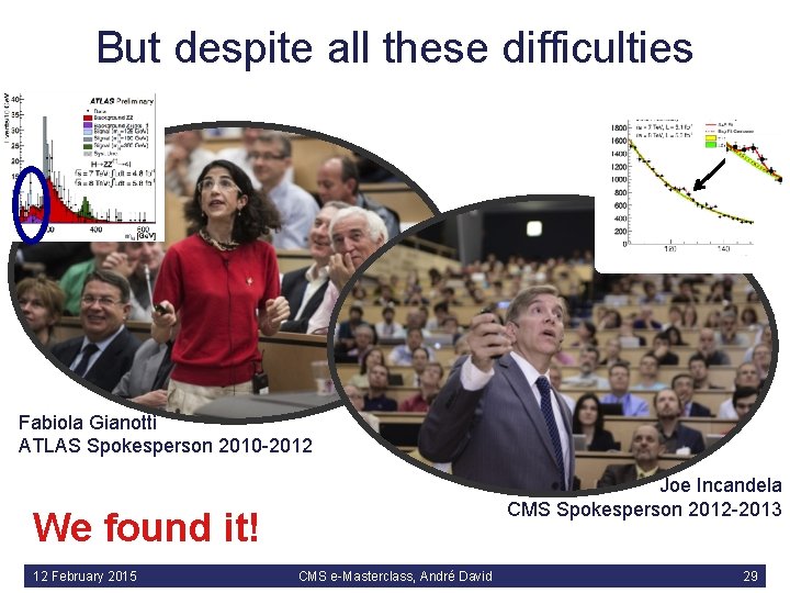 But despite all these difficulties Fabiola Gianotti ATLAS Spokesperson 2010 -2012 Joe Incandela CMS