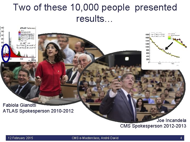 Two of these 10, 000 people presented results… Fabiola Gianotti ATLAS Spokesperson 2010 -2012 And