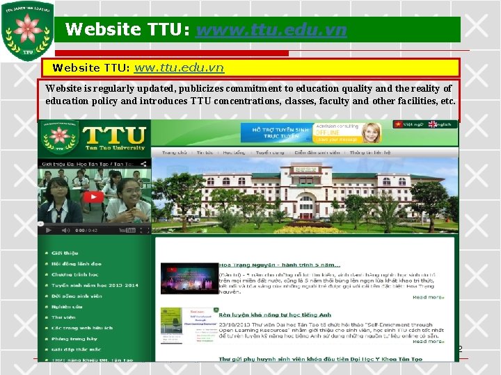 Website TTU: www. ttu. edu. vn Website TTU: ww. ttu. edu. vn Website is