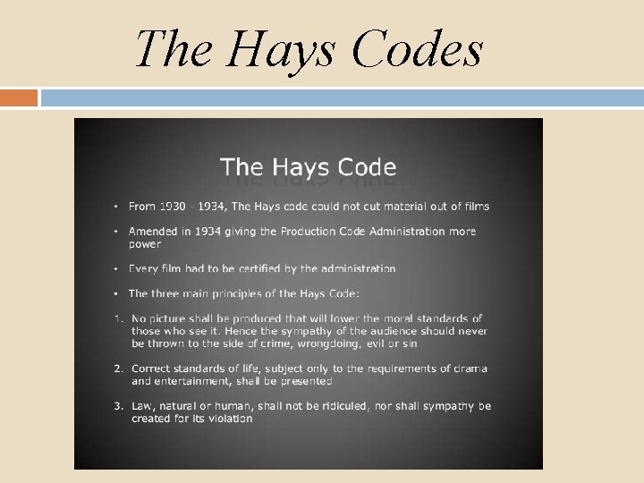 The Hays Codes 