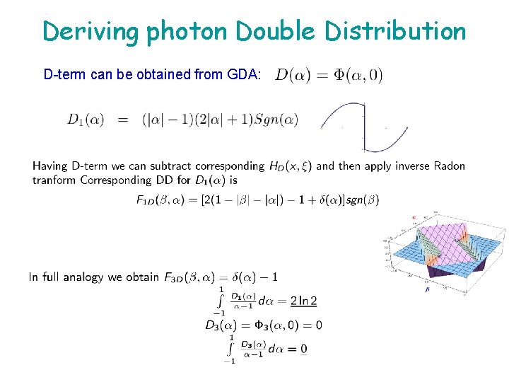 Deriving photon Double Distribution D-term can be obtained from GDA: 