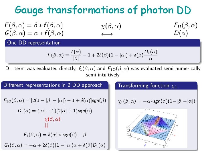 Gauge transformations of photon DD 