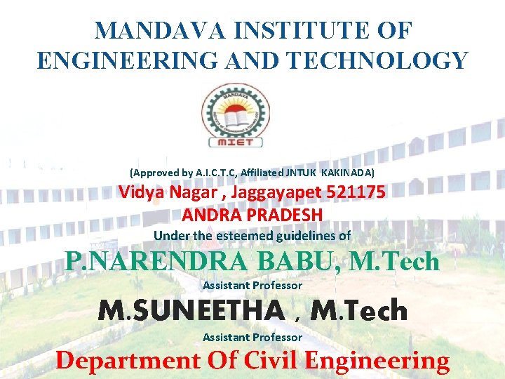 MANDAVA INSTITUTE OF ENGINEERING AND TECHNOLOGY (Approved by A. I. C. T. C, Affiliated