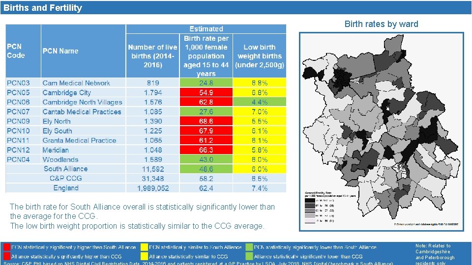 Births and Fertility Birth rates by ward The birth rate for South Alliance overall