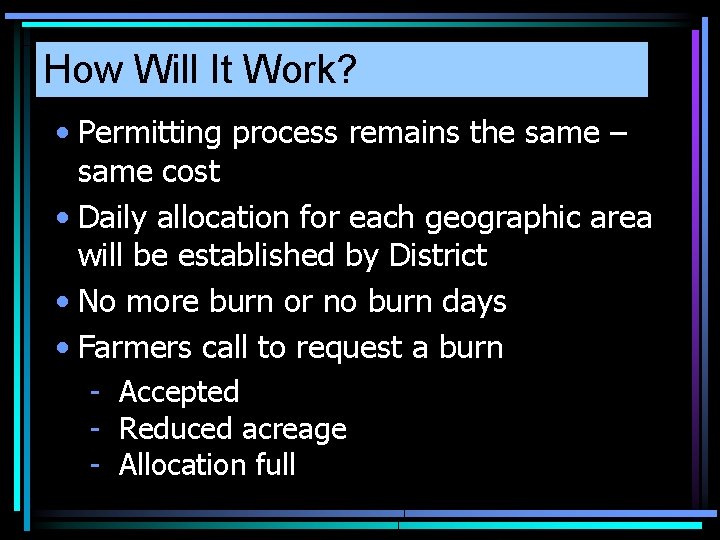 How Will It Work? • Permitting process remains the same – same cost •