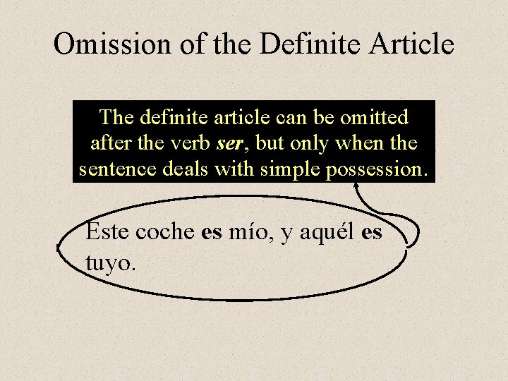 Omission of the Definite Article The definite article can be omitted after the verb