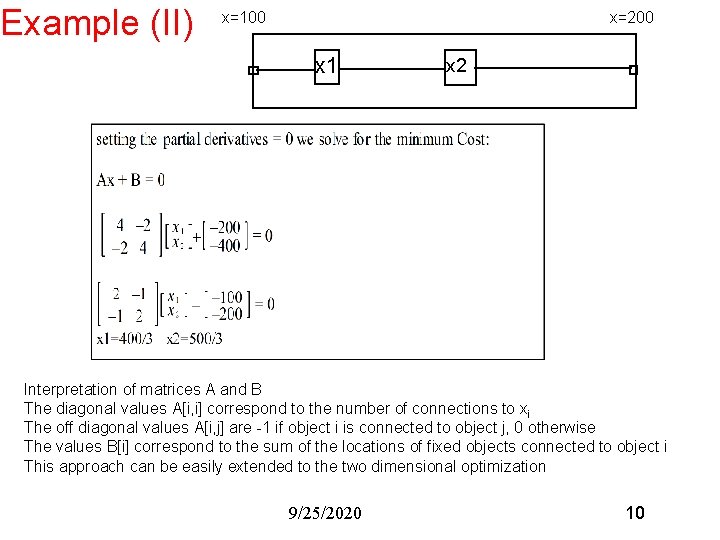 Example (II) x=100 x=200 x 1 x 2 Interpretation of matrices A and B