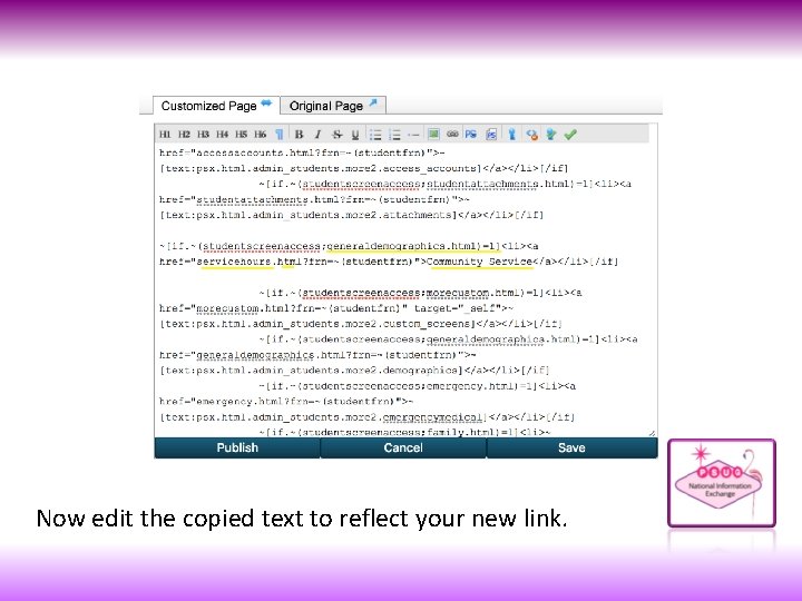 Now edit the copied text to reflect your new link. 