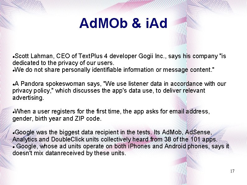 Ad. MOb & i. Ad Scott Lahman, CEO of Text. Plus 4 developer Gogii