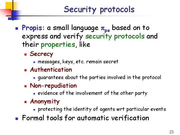 Security protocols n Propis: a small language ppa based on to express and verify