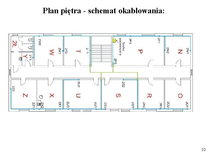 Plan piętra - schemat okablowania: 10 