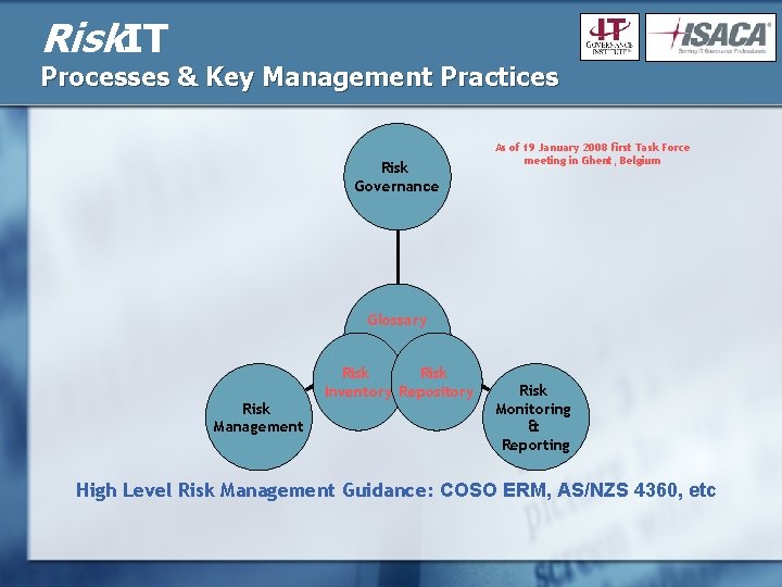 Risk. IT Processes & Key Management Practices Risk Governance As of 19 January 2008