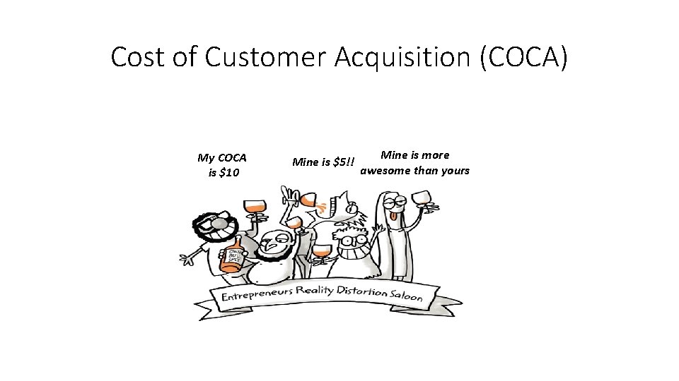 Cost of Customer Acquisition (COCA) My COCA My $10 isis $10 Mine is more