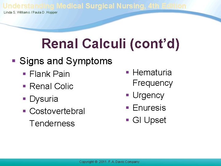 Understanding Medical Surgical Nursing, 4 th Edition Linda S. Williams / Paula D. Hopper Understanding Medical Surgical Nursing, 4 th Edition Linda S. Williams / Paula D. Hopper