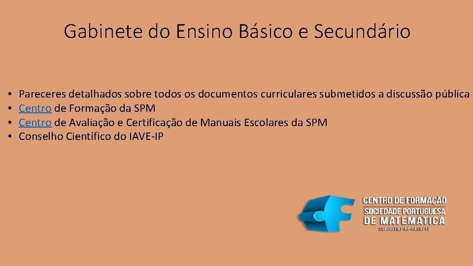 Gabinete do Ensino Básico e Secundário • • Pareceres detalhados sobre todos os documentos