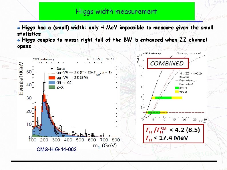 Higgs width measurement Higgs has a (small) width: only 4 Me. V impossible to