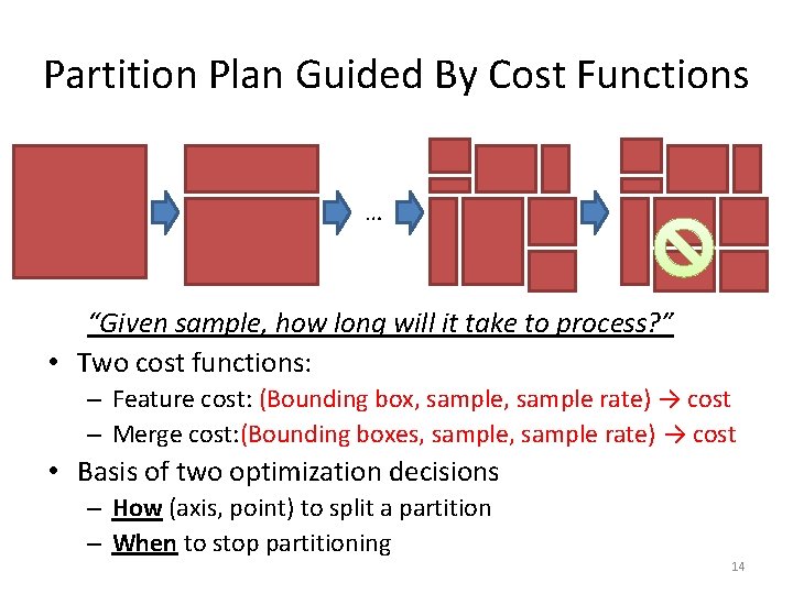 Partition Plan Guided By Cost Functions … “Given sample, how long will it take