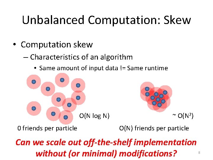 Unbalanced Computation: Skew • Computation skew – Characteristics of an algorithm • Same amount