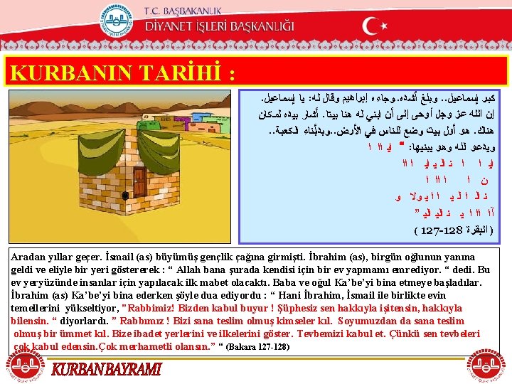 T. C. KÖYCEĞİZ MÜFTÜLÜĞÜ KURBANIN TARİHİ : . ﻴﺎ ﺇﺴﻤﺎﻋﻴﻞ : ﻭﺠﺎﺀﻩ ﺇﺑﺮﺍﻫﻴﻢ ﻭﻗﺎﻝ