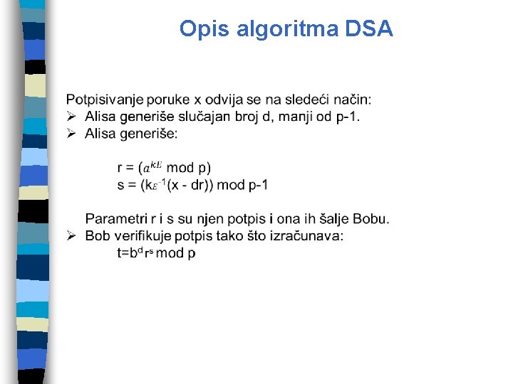 Opis algoritma DSA 