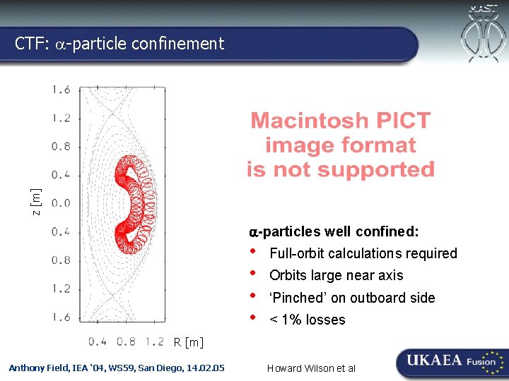 z [m] CTF: -particle confinement Culham-Ioffe Symposium, 30. 11. 04 -particles well confined: •