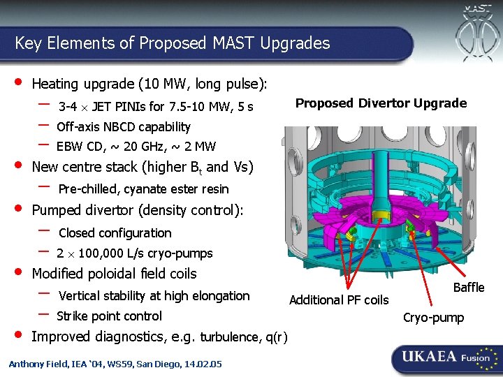 Key Elements of Proposed MAST Upgrades Culham-Ioffe Symposium, 30. 11. 04 • • •